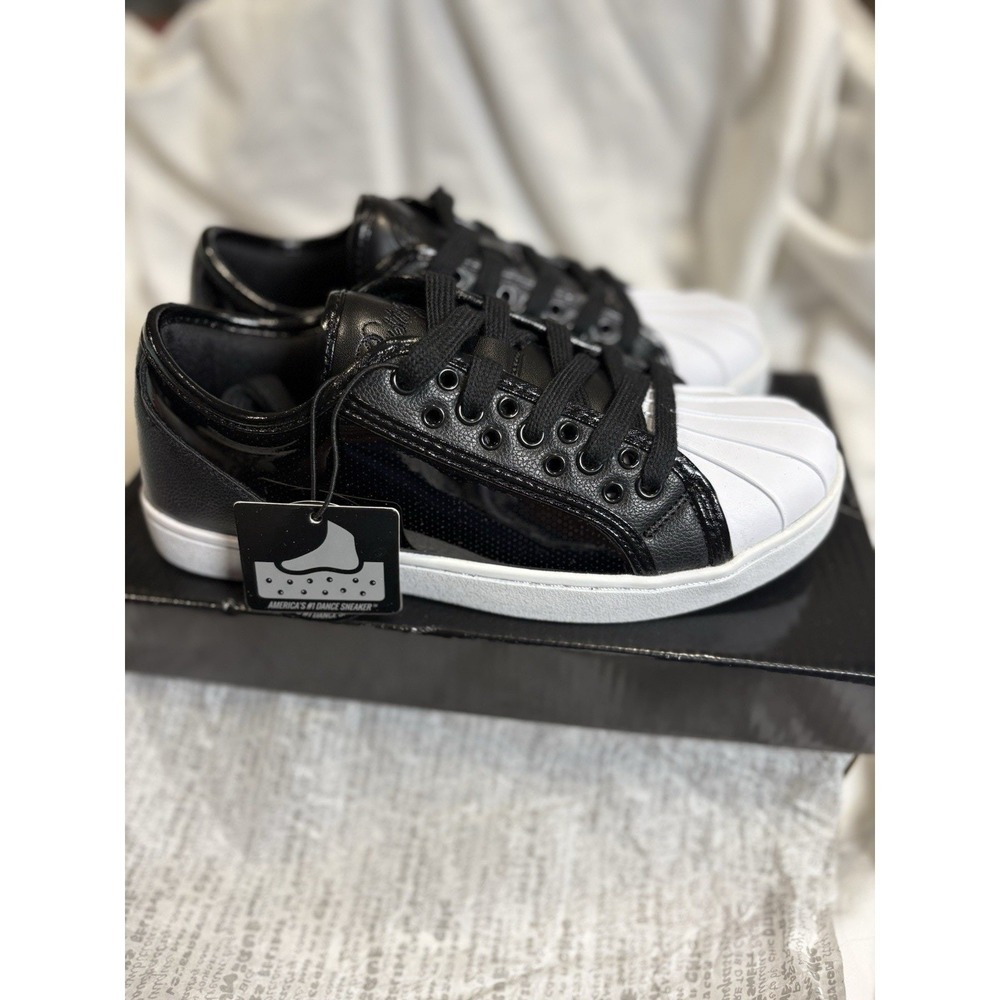 Pastry Kids Black Patent White Toe Shell Toe Sneakers Size 6‎ Youth